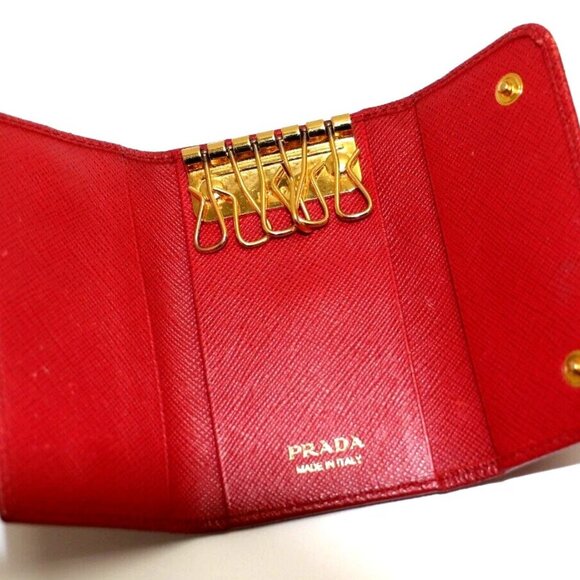 Prada Saffiano Leather Red Key Holder Wallet - Picture 12 of 15